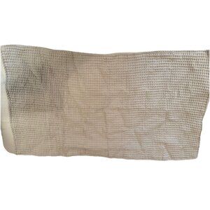 Quilted Tan Waffle Weave King Sized Pillow Shams Cotton Linen Cottage SET of 2-